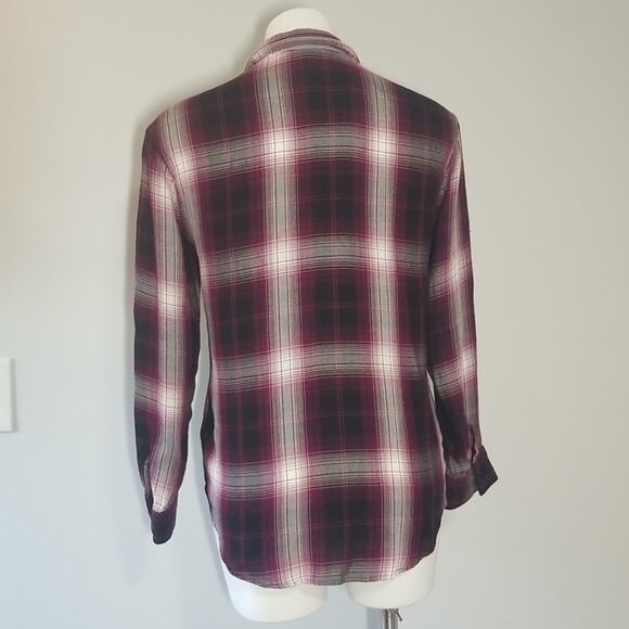 Express Soft Plaid Embellished Button Up Shirt - Picture 3 of 7